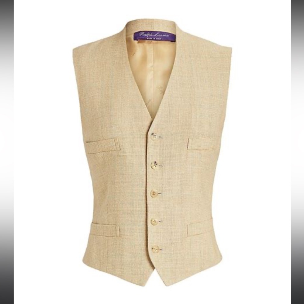 Ralph Lauren Collection Women's Silk-linen Vest - Tan Sage Size 4 Purple label